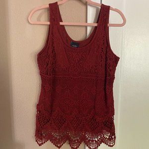 maroon lace tank top